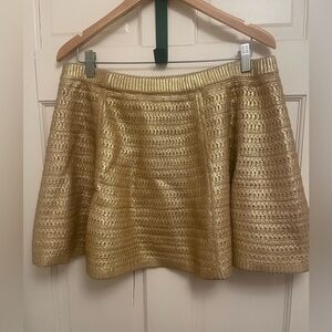 Gold Metallic Pointelle Micro Mini Skirt XL